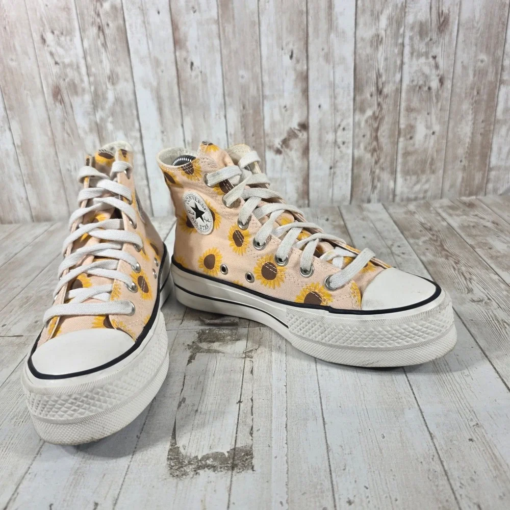 Converse Chuck Taylor All Star Lift Hi Sunflower Peach Platform Sneakers 572403C - Picture 6 of 8